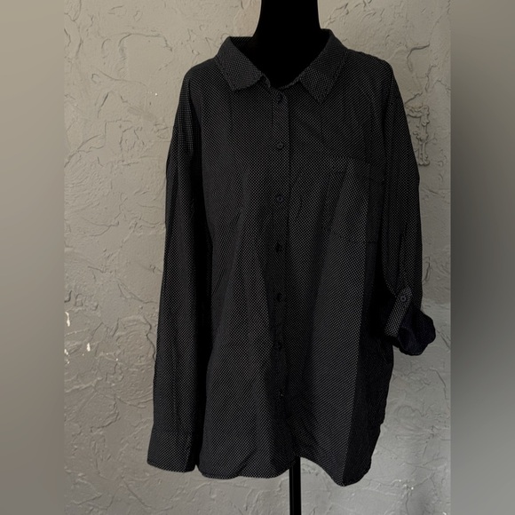 Tommy Hilfiger Other - Women’s mini dot print Black Button-Up Shirt size 3X pocket Tommy Hilfiger nice